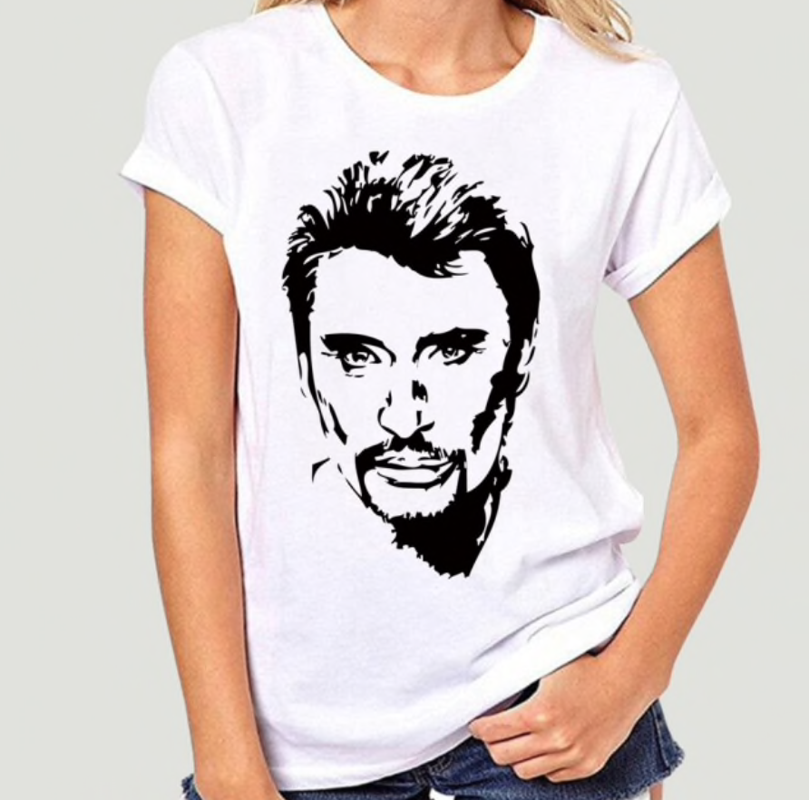 T-shirt visage 2 blanc femme