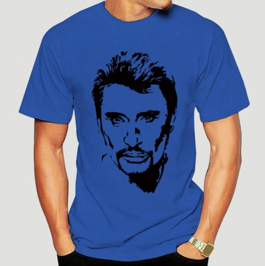T-shirt visage 2 bleu homme